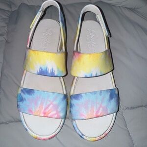 Skechers Kids Tie-Dye Sandals - Yellow, Blue, Pink
